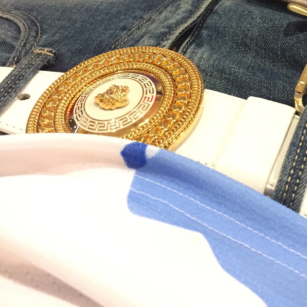 White versace belt